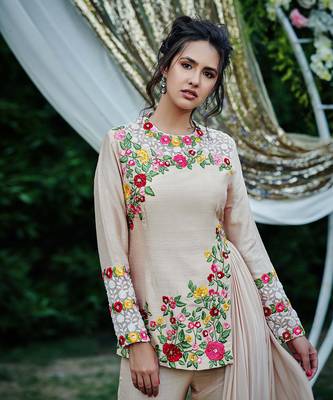 Beige silk anarakali 2