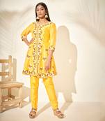 Yellow silk anarakali