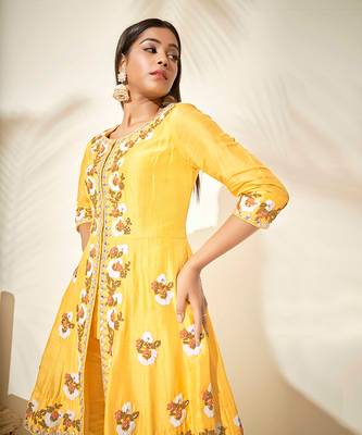 Yellow silk anarakali 3