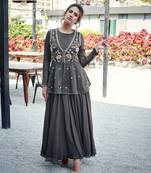 Khakhi silk anarakali