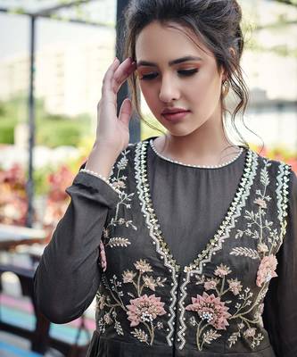 Khakhi silk anarakali 2