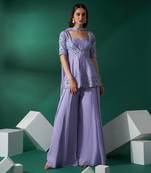 Lilac silk sharara set