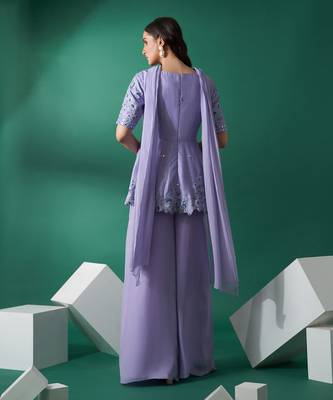 Lilac silk sharara set 2