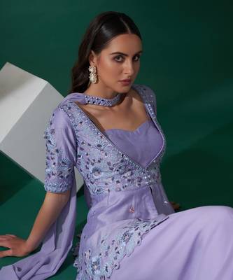 Lilac silk sharara set 3