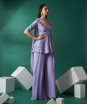 Lilac silk sharara set 5