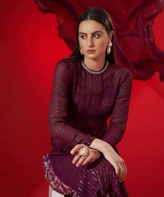 Wine georgette kurta set 3