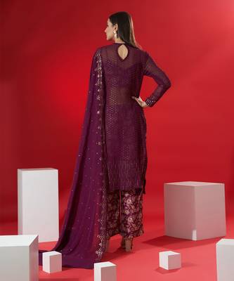 Wine georgette kurta set 4