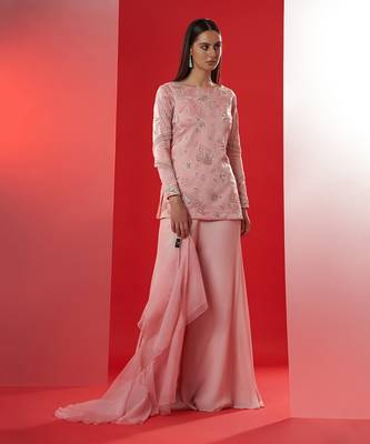Pink georgette sharara set 1
