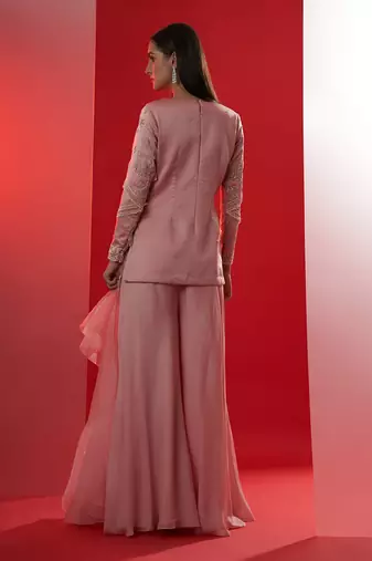 Pink georgette sharara set