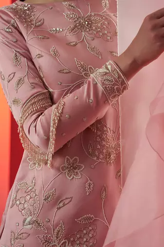 Pink georgette sharara set