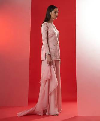 Pink georgette sharara set 4