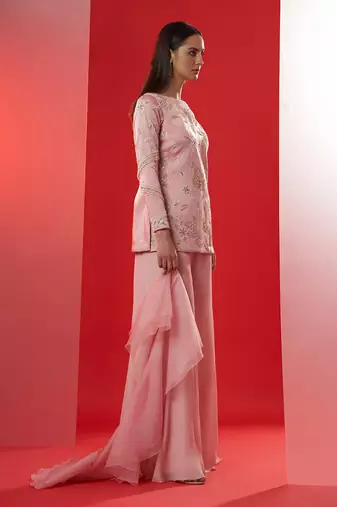 Pink georgette sharara set