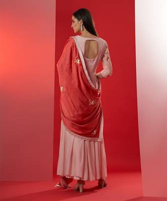 Pink and red georgette anarkali set 4