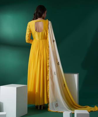 Yellow and white georgette anarkali set 5