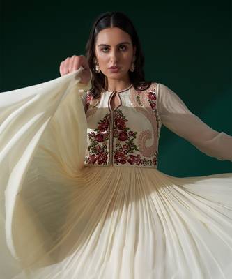 Cream and maroon georgette anarkali set 3