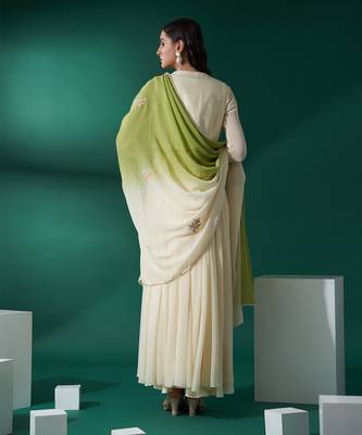 Cream and green georgette anarkali set 4
