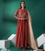 Dusty orange and peach georgette anarkali set