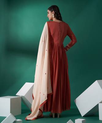 Dusty orange and peach georgette anarkali set 4