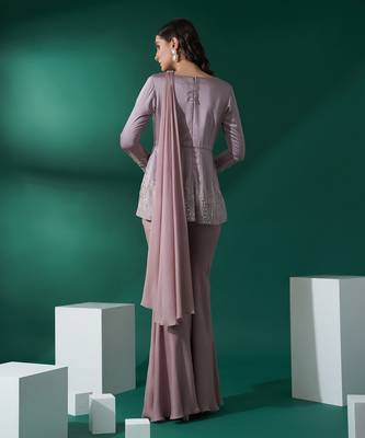 Nude brown georgette sharara set 4