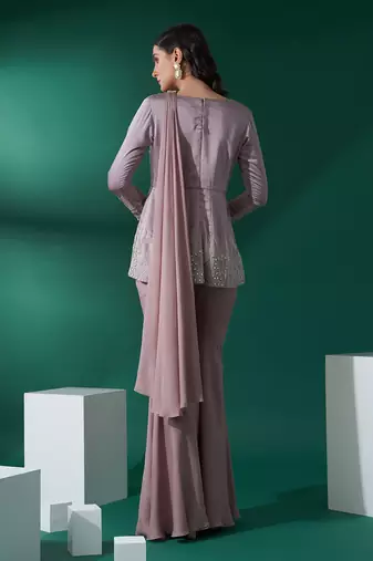 Nude brown georgette sharara set