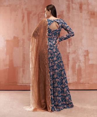 Teal blue georgette anarkali set 2