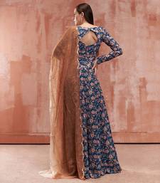 Teal blue georgette anarkali set