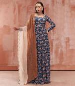 Teal blue georgette anarkali set