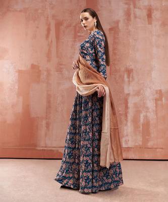 Teal blue georgette anarkali set 3
