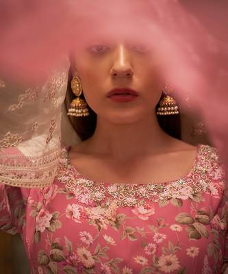 Pink georgette anarkali set 5