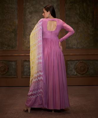 Lilac georgette crepe anarkali set 2
