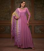 Lilac georgette crepe anarkali set