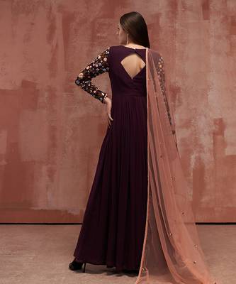 Wine georgette anarkali set 2