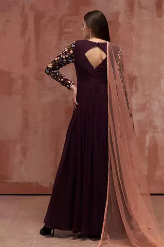 Wine georgette anarkali set