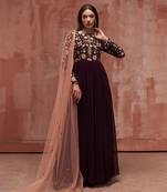 Wine georgette anarkali set