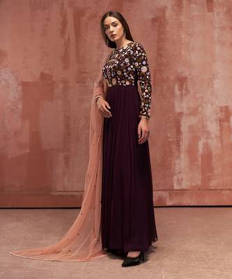 Wine georgette anarkali set 3