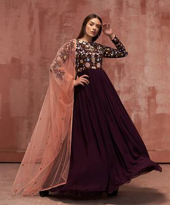 Wine georgette anarkali set 5