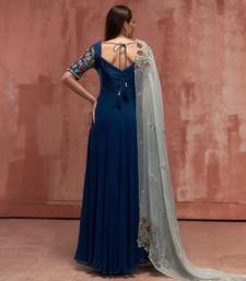 Peacock blue and light blue georgette anarkali set