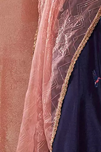 Blue and peach silk anarkali set