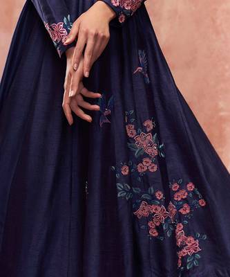 Blue and peach silk anarkali set 4