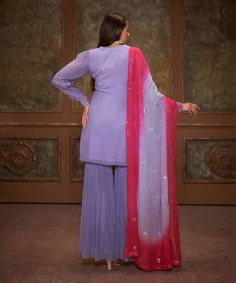 Lilac and pink georgette sharara set 2