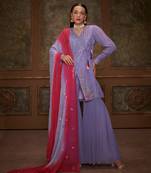 Lilac and pink georgette sharara set