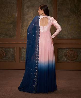 Blue and pink georgette anarkali set 2