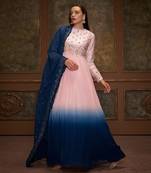 Blue and pink georgette anarkali set