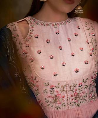 Blue and pink georgette anarkali set 4
