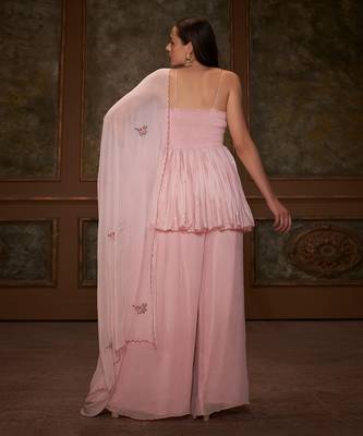 Pink georgette anarkali set 2