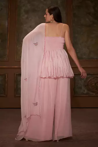 Pink georgette anarkali set