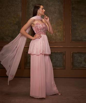 Pink georgette anarkali set 3