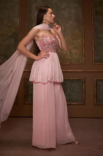 Pink georgette anarkali set