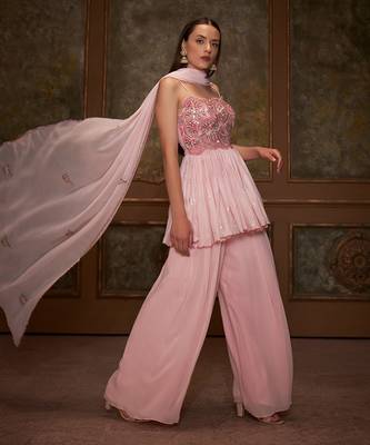 Pink georgette anarkali set 1