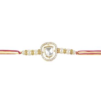 rakshabhandhan special kundan stone rakhi with roli chawal for bhaiya/brother/mens 2
